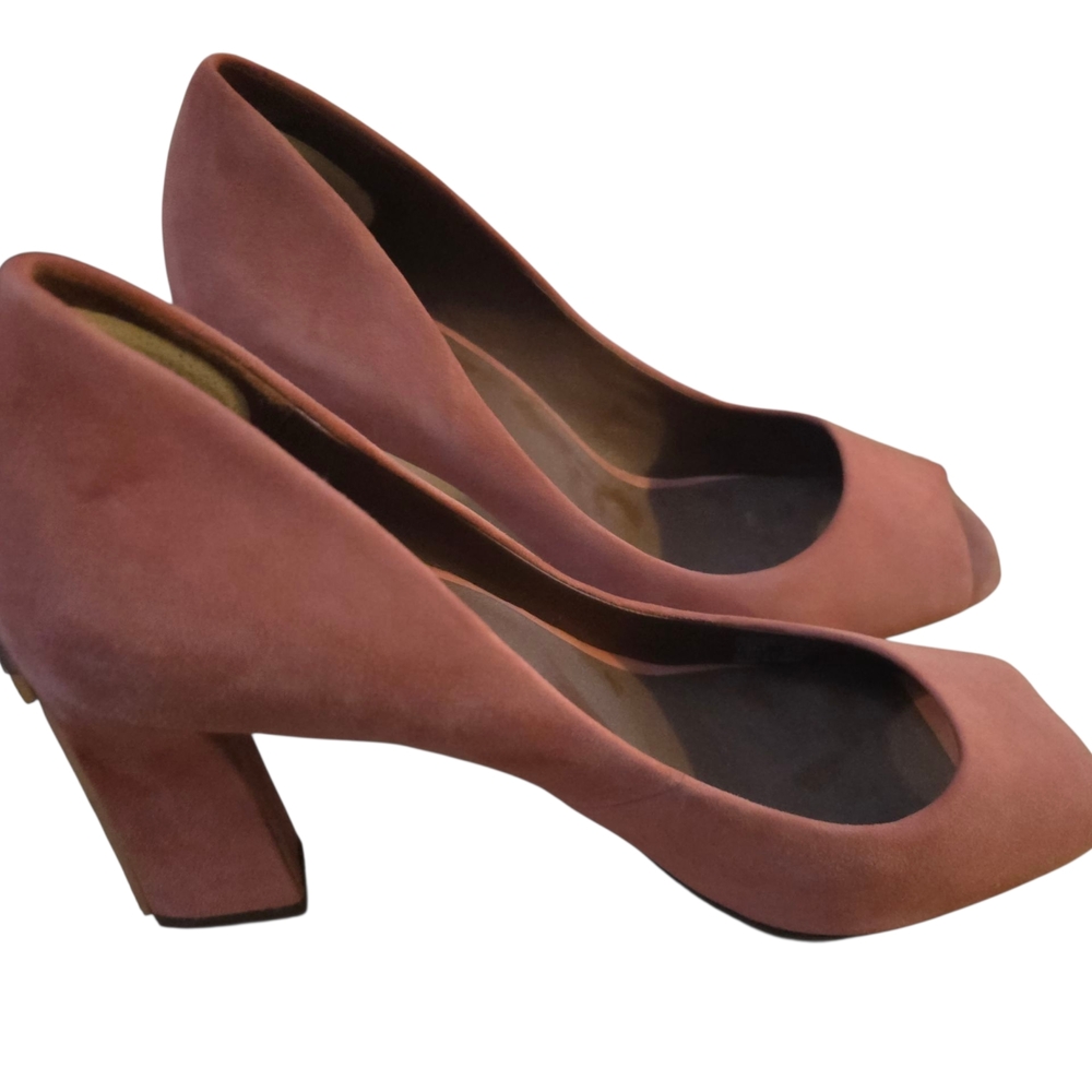 Tory Burch Peachy Pink Suede Georgiana Peeptoe Pumps Heels 10 - Picture 3 of 7